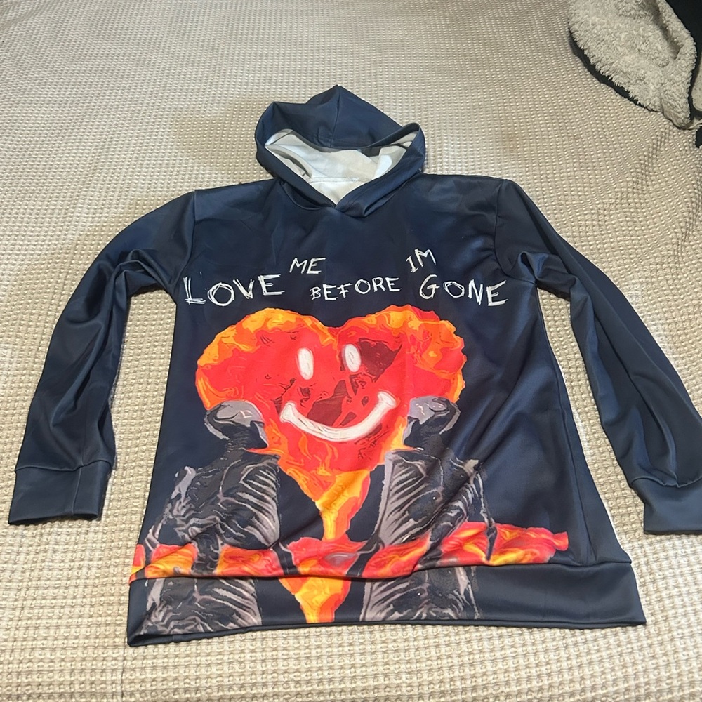 Graphic Black Hoodie with Red and Orange Design